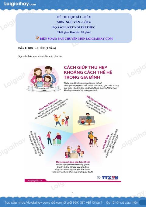 Đề thi học kì 1 Văn 6 Kết nối tri thức - Đề số 8